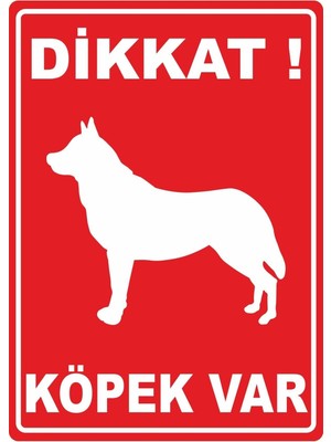 ChicArt Design Studio Dikkat Köpek Var Pvc Plakalı Uyarı Levhası Dekota Dijital Uv Baskı Yapışkanlı 12.5X17.5 cm