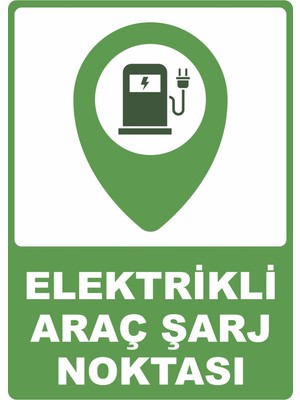 ChicArt Design Studio Elektrikli Araç Şarj Noktası Dijital Uv Folyo Yapışkan Baskı Uyarı Etiket Yapıştırma Sticker 25 x 35