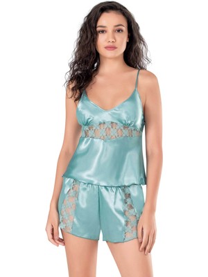 Aria's Closet Aqua Saten Babydoll Şort Takımı