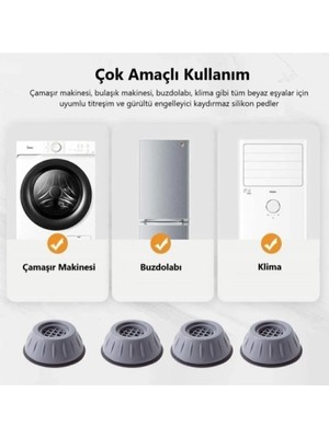 Main Shop Çamaşır Makinesi Ayak Titreşim Gürültü Engelleyici Stoperi 4'lü Kaydırmaz Vantuzlu