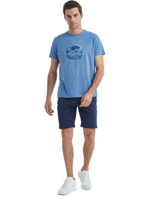 Blackspade Yuvarlak Yaka Düz Mavi Erkek T-Shirt 40503