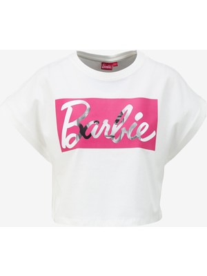 Barbie Bisiklet Yaka Baskılı Ekru Kadın T-Shirt BRB4SL-TST6089