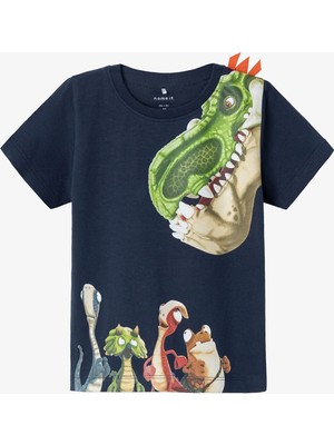 Name It Desenli Lacivert Erkek Çocuk T-Shirt Nmmmık Gıgantosaurus Ss Top Vde