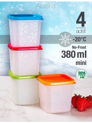 Holly Home 4 Adet 380 ml Alaska No Frost Saklama Kabı, Derin Dondurucu Kabı