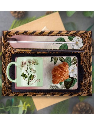 Ejoya Kişiye Özel Kupa & Sunum Tepsisi & Kruvasan & Tütsü Takımı Hediye Kutusu 111937