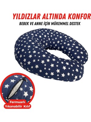 Xpermate Bebek Emzirme Yastığı Bebek Destek Minderi Fermuarlı Yıkanabilir Kılıf 55X60