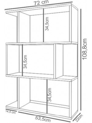 Remaks Mano 3 Raflı Asimetrik Kitaplık - Atlantik Çam