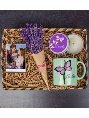 Ejoya Kişiye Özel Kupa & Fotoğraflık & Mum & Lavanta Buketi Hediye Kutusu 111726