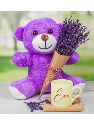 Ejoya Kişiye Özel Türk Kahvesi Fincanı & Lavantalı Peluş Ayı Hediye Kutusu 111643