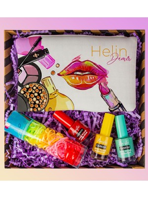 Ejoya Kişiye Özel Makyaj Çantası & Oje & Örgü Lastikleri Hediye Seti 110952