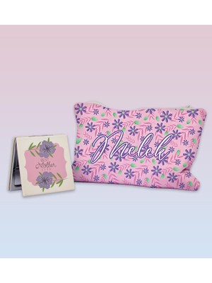 Ejoya Annelere Özel Makyaj Çantası & Kişiye Özel Ayna Hediye Seti 111221