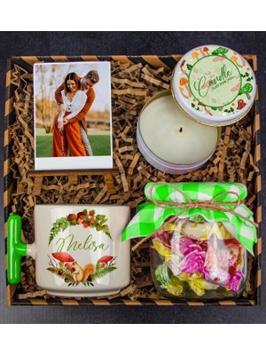 Ejoya Kişiye Özel Latte Kupa & Mum & Fotoğraflık & Meyveli Şekerler Hediye Kutusu 111942