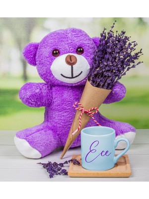Ejoya Kişiye Özel Türk Kahvesi Fincanı & Lavantalı Peluş Ayı Hediye Kutusu 111646
