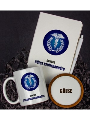 Ejoya Kişiye Özel Doktor Tasarım Defter Kupa ve Bardak Altlığı Hediye Seti 81428