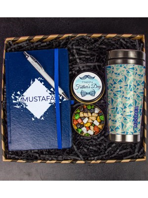 Ejoya Kişiye Özel Tasarım Defter Kalem & Kişiye Özel Çelik Termos Çikolatalı Hediye Kutusu 111557