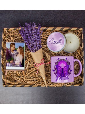 Ejoya Kişiye Özel Kupa & Fotoğraflık & Mum & Lavanta Buketi Hediye Kutusu 111724