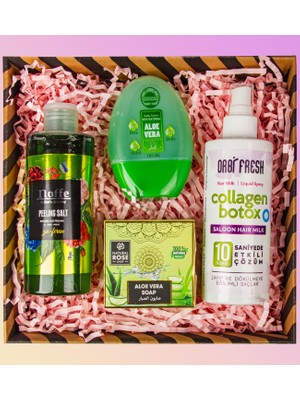 Ejoya Doğal Sabun & Aloe-Vera Gel & Tuz Peeling & Saç Bakım Collagen Hediye Seti 110924