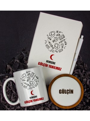 Ejoya Kişiye Özel Hemşire Tasarım Defter Kupa ve Bardak Altlığı Hediye Seti 81426