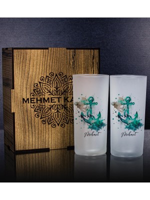 Ejoya Kişiye Özel Kutusunda Çapa Tasarım 2'li Rakı Bardağı Hediye Seti 111298