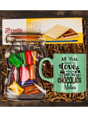 Ejoya Kişiye Özel Kupa Bardak & Tiamo Sütlü Kokolin Çikolata & Choco Beyaz Çikolatalı Biscuit Hediye Kutusu 111117