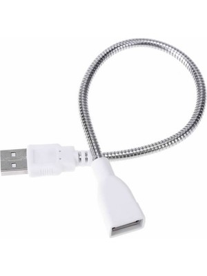 Robiz Metal USB Type A Soketli Uzatma Kablosu Kıvrılabilir Hortum Kordon 25CM Masa Lambası LED Aydınlatma