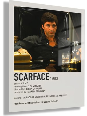 Gaagart Temperli Cam Tablo Film Afişi Scarface 1983 Görseli