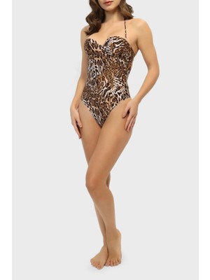 Guess One Piece Leopar Bağlamalı Mayo E4GJ26MC04R Bayan Mayo E4GJ26 MC04R P122