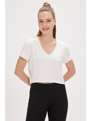 Bad Bear Menas Beyaz V Yaka Kadın Tişört