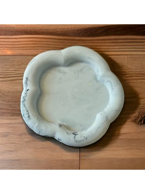 Design Pearly Yuvarlak Beton Tasarımlı Çok Amaçlı Organizer Çiçek Tabak