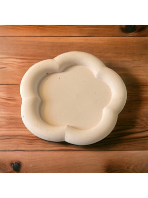 Design Pearly Yuvarlak Beton Tasarımlı Çok Amaçlı Organizer Çiçek Tabak