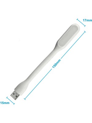 Robiz USB LED Lamba 15CM Beyaz Renk Işık Portatif Taşınabilir Gece Lambası Masa Aydınlatma