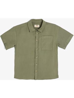 Koton Viskon Gömlek Kısa Kolu Tek Cep Detaylı