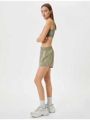 Koton Koşu Şortu Mini Boy Yüksek Bel Biye Detaylı