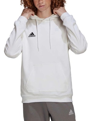Adidas Erkek Kapüşonlu Sweatshirt Entrada 22 Düz Desenli Beyaz Renk XL HG6302