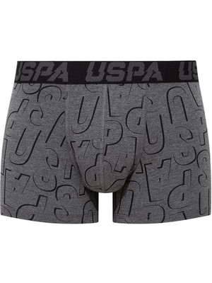 U.S. Polo Assn. Erkek Siyah Antrasit ve Uspa Baskılı 3'lü Boxer