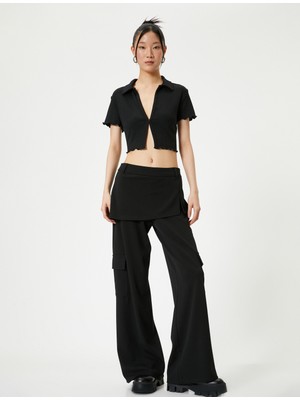 Koton Crop Polo Tişört Kısa Kollu Slim Fit