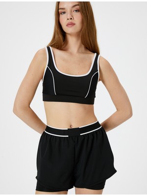 Koton Spor Taytlı Şort Beli Lastikli Standart Bel Slim Fit