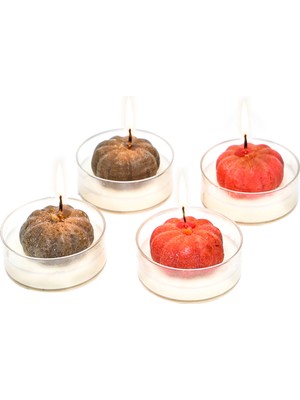 Missi Balkabağı Kabartmalı 4 Adet Maxı Tealıght Mum Seti