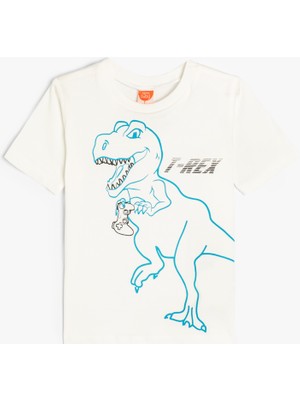 Koton Dinozorlu Tişört Kısa Kollu Bisiklet Yaka Pamuklu