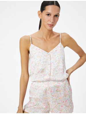 Koton Saten Pijama Altı Şort Çiçekli Normal Bel