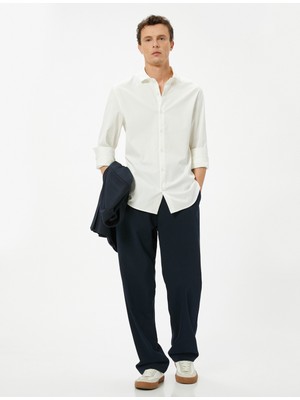 Koton Basic Gömlek Slim Fit Yarım Italyan Yaka Düğmeli