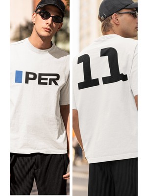 Fuddy Moda Unisex Oversize Sergio Perez 11 Yazılı Tshirt, Formula 1 Sırt Baskılı Tişört