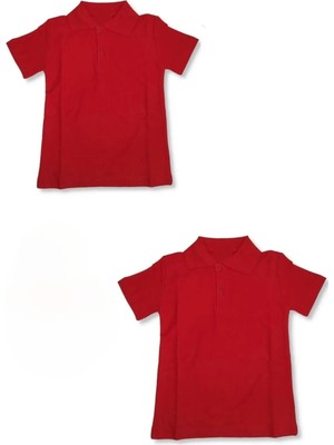 Bilge Trend 2 Adet Kız Erkek Çocuk Polo Yaka Kısa Kollu Okul T-Shirt