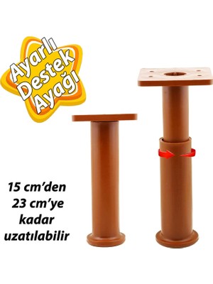Glaswen Modül Ayarlanabilir Destek Ayağı 15 x 23 cm Kahverengi Ayak Mobilya Kanepe Baza Koltuk Ünite Ayakları