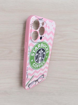Bu Meydan Iphone 13 Pro Starbucks Baskılı Pembe Renk Silikon Telefon Kılıfı
