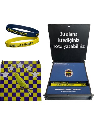 Fenerbahçe Lisanslı Sarı Lacivert Renkli Ahşap Kutulu Bileklik