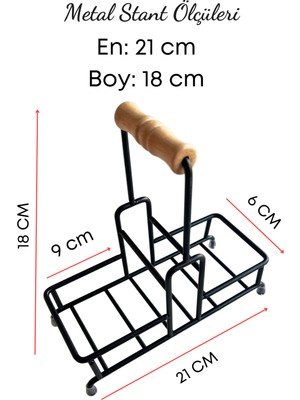 Grimor Life 2 Bölmeli Çok Amaçlı Ahşap Kulplu Paslanmaz Metal Stand- Sıvı Sabunluk Diş Fırçalık Standı