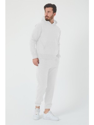 Yakamel Erkek Kapşonlu Kanguru Cep Jogger Eşofman Takımı