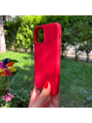 Bumudur Aksesuar Iphone 12 Pro Kırmızı Yumuşak Silikon Kılıf