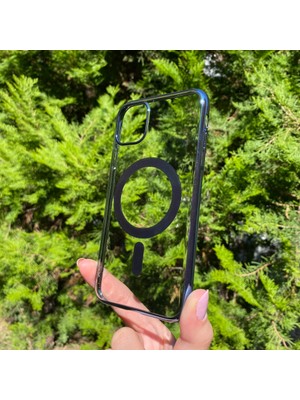 Bumudur Aksesuar iPhone 11 Mavi Parlak Kenarlı Magsafe Kılıf